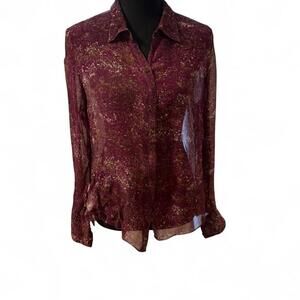 Eddie Bauer silk bottom up shirt crinkly silk Size Large